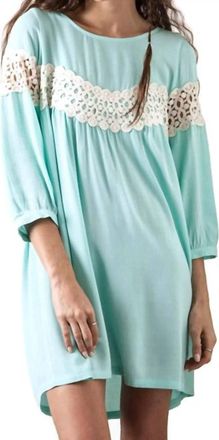 Greek Archaic Kori Peak Of Lace Baby Doll Dress In Light Sage