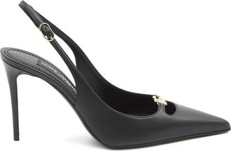 Dolce & Gabbana Black Leather Dcollet With Logo Motif