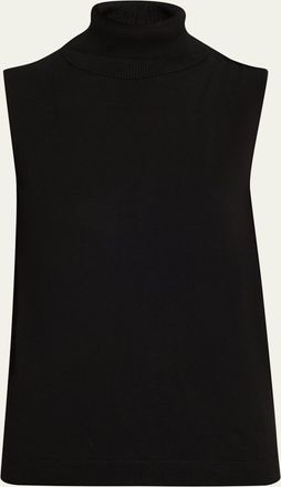 Lafayette 148 New York Sleeveless Matte Crepe Turtleneck Pullover
