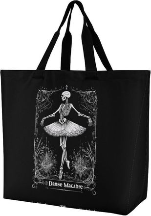 Generic Danse Macabre Reusable Shopping Bags One Shoulder Grocery Tote Bag Waterproof Big Purse for Work Travel