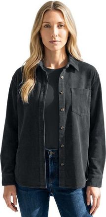 Roaman's Corduroy Button Front Shirt in Black at Nordstrom, Size 12