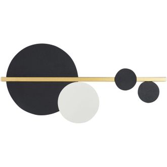 Beliani L&aacute;mpara De Pared Led De Metal Negro Blanco Dorado 60 Cm Aplique Pantalla Parita