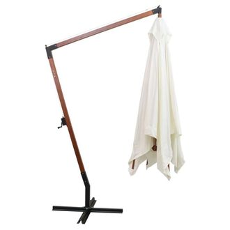 Berkfield Home Hanging Parasol 300x300 cm Wooden Pole White