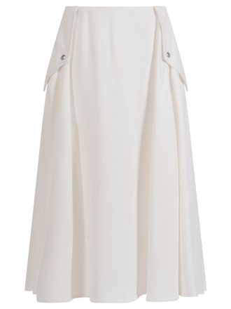 Bottega Veneta White Viscose Pleated Skirt