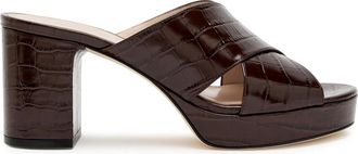 Stuart Weitzman Stuart Weitzman Dayna 80 Crocodile-effect Leather Platform Sandals - Brown - 36 (IT36/ UK3)