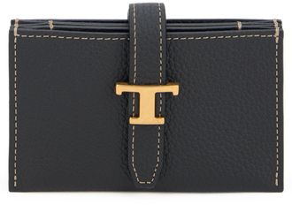 Tod's Womens Leather Wallet With Logo Black Calfskin & Purses