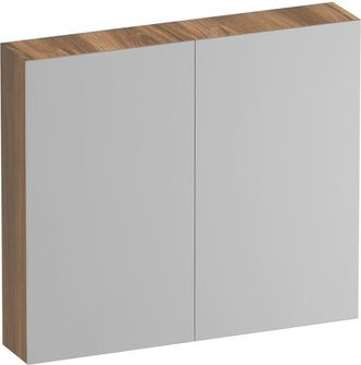 Marcel Breuer Impress Deluxe spiegelkast - 80x70x15cm - interne en externe verlichting - 2 dubbelzijdige spiegeldeuren - Honey