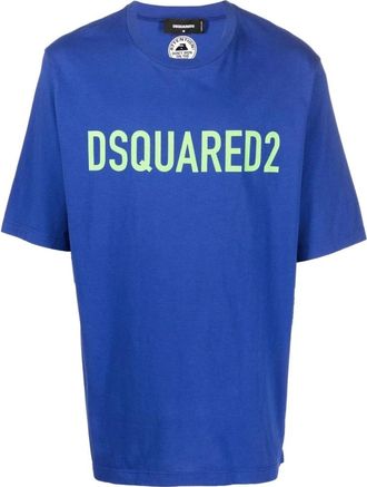Dsquared2 Short Sleeve T-Shirt - Heren - T-shirts - Blauw - L - Katoen - Tops