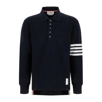 Thom Browne Polo Shirts, male, Blue, Size: XL 4-Bar Polo Shirt