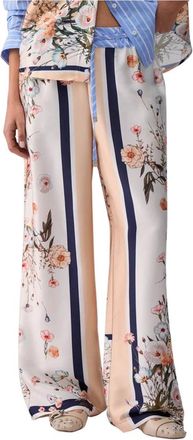 Liu Jo Palazzo Broek Met Bloemdessin - Dames - Wijde Broeken - Veelkleurig - XL - Polyester - Broeken
