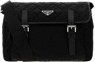 Prada Black Logo Medium Shoulder Bag