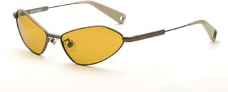 Jacquemus Accessoires, Dames, Grijs, ONE Size, Elegante Ovale Metalen Zonnebril Amber Lens