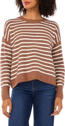 Halogen Stripe Crewneck Sweater in Cocoa at Nordstrom Rack, Size X-Small