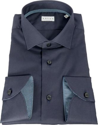 Xacus Heren Frans Kraag Shirt Blauw - Heren - Zakelijke Overhemden - Blauw - 4XL - Katoen - Overhemden