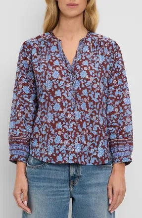 Michael Stars Katarina Print Top in Sky Border Print at Nordstrom, Size X-Small