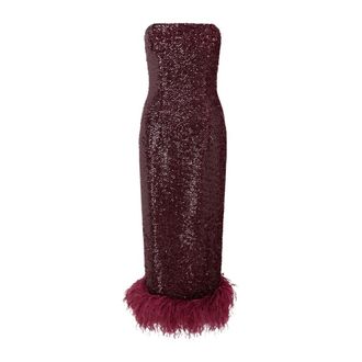 16Arlington Minelli Pailletten Koker Midi Jurk - Dames - Feestkleedjes - Paars - XS - Pailletten - Kleedjes
