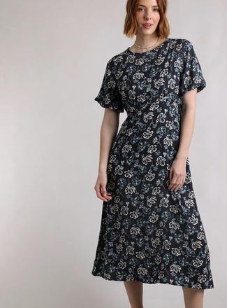 Weird Fish Everly Printed Dress in Black Iris at Nordstrom, Size 12