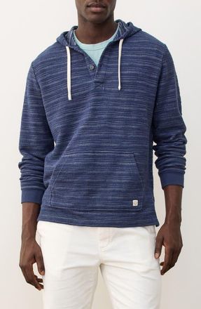 Marine Layer Portola Stripe Slub Cotton Blend Beach Hoodie in Navy/Natural Stripe at Nordstrom, Size Xx-Large