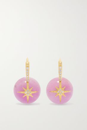 Sydney Evan Orecchini In Oro 14 Carati Con Opale E Diamanti Starburst - Rosa