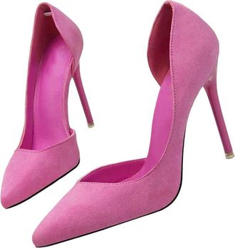 Generic Women Suede High Heel Pumps Summer Elegant Pointed Toe Hollow Party Dress Shoes