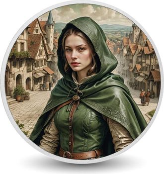 OEM Cr&oacute;nicas De Los Guardianes Encapuchados: Moneda De Plata De 1 Oz Del Ranger Esmeralda