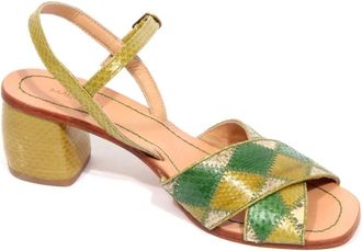 Maliparmi Patchwork sandaal met 6 cm hak - Dames - Sandalen met hakken - Groen - 37 EU - Schoenen