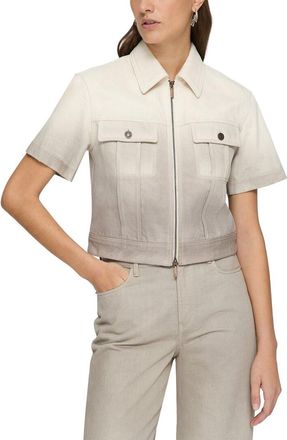 Lafayette 148 New York Dip Dye Zip Front Top