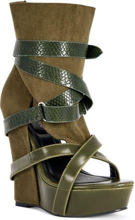 Azalea Wang Rothko Platform Wedge Sandal in Olive at Nordstrom, Size 8.5