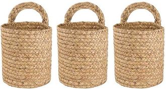 OEM 3 Cestas De Rat&aacute;n Para Colgar En La Pared, Para Interiores Y Exteriores, Con Cuerda Para Colgar, Macetas Para Flores Y Plantas, Cestas Decorativas, Ma
