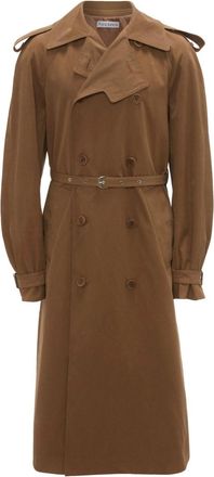 J.W.Anderson double-breasted cotton trench coat - men - Cotton - M - Brown