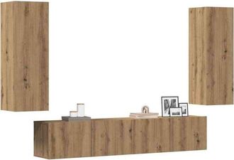 vidaXL Vidaxl - Muebles De Tv De Pared 4 Uds Madera Ingenier&iacute;a Roble Artesanal