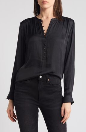 Treasure & Bond Drapey Long Sleeve Top in Black at Nordstrom, Size X-Large