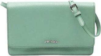 Prada Pre-owned Cross Body Bags, female, Green, Size: ONE SIZE Pre-owned Wallet on Strap