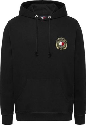 Tommy Jeans Hoodies & sweatvesten, Heren, Zwart, M, Katoen, Zwarte Hoodie met Logo