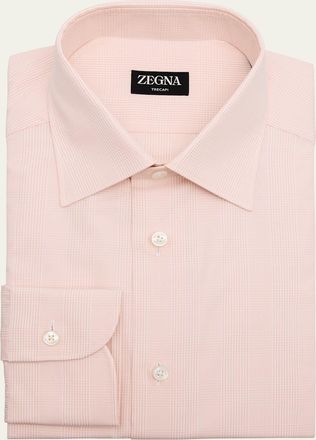 Ermenegildo Zegna Mens Trecapi Cotton Tonal Plaid Dress Shirt