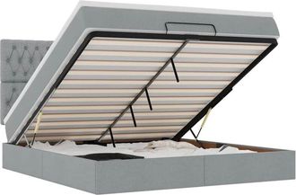 vidaXL Vidaxl - Estructura De Cama Otomana Colch&oacute;n Tela Gris Claro 160x200cm