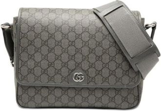 Gucci Pre-owned Canvas Crossbody Bag - Dames - Vintage Schoudertas - Grijs - ONE Size - Leer - Vintage