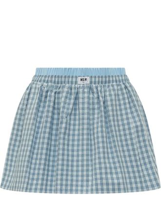 Msgm Blue Gingham Shorts