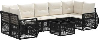 vidaXL Conjunto De Sof&aacute;s De Jard&iacute;n 8 Uds. Negro Rat&aacute;n Sint&eacute;tico Vidaxl
