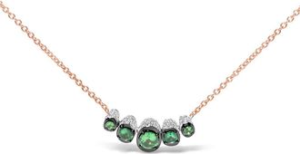 House of Brilliance 18K Gold 3/4 Ctw Diamonds & Tsavorite Curved Bar Choker Necklace in Pink at Nordstrom