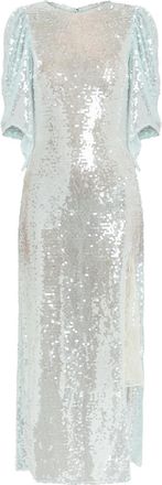 Roberta Einer Drama Sequin-embellished Stretch-mesh Maxi Dress - Silver - XS/S (UK6-8 / XS)