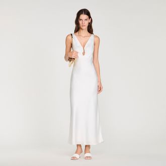 Sandro Jewel satin-effect maxi dress