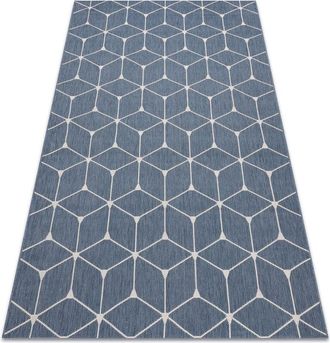 RugsX Rugsx - Carpet flat 48721/591 sisal - 3d cube blue blue 120x170 cm