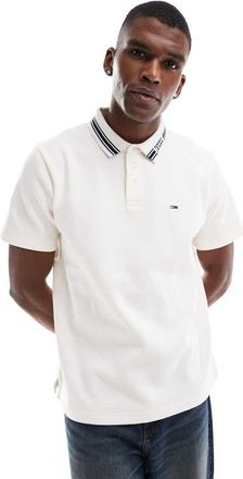 Tommy Jeans Polo color bianco sporco con colletto a contrasto