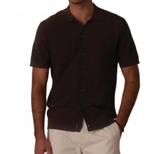 The Normal Brand Breezeknit Button Up Shirt In Dark Brown