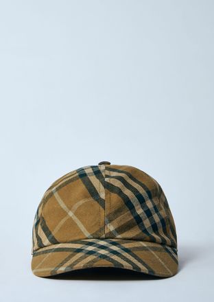 Burberry Mens Check Cotton Baseball Cap - Brown - Size Medium