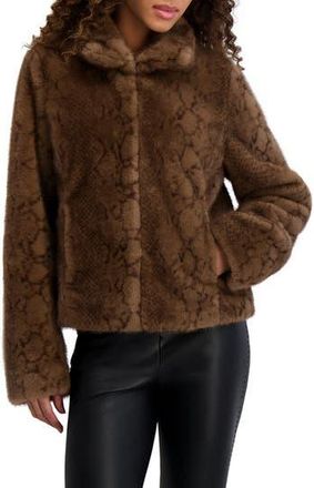 Karl Lagerfeld Faux Fur Jacket in Brown Multi at Nordstrom Rack, Size X-Small