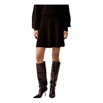 Pinko Pinko - Uitlopende minirok - Dames - Rokken - Bruin - Maat: M Wol