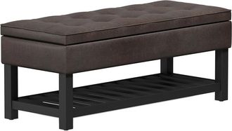 Simpli Home Cosmopolitan 44In Wide Transitional Rectangle Storage Ottoman Bench With Open Bottom