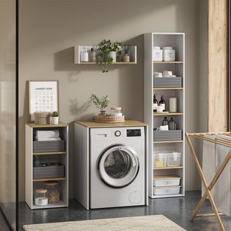Vicco Conjunto De Muebles De Ba&ntilde;o Viktor, Blanco/roble Artesanal, 4 Piezas, Vicco